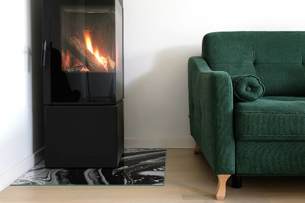 Square glass hearth for log burner Abstract waves and lines