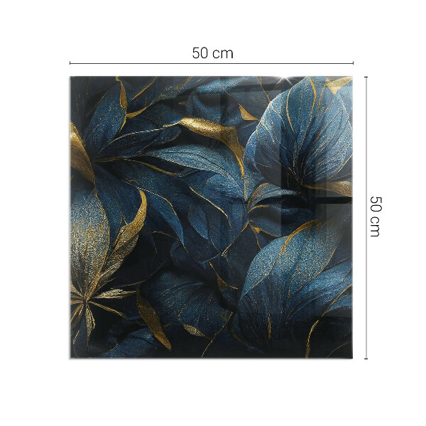 Square glass hearth Elegant leaves in texture