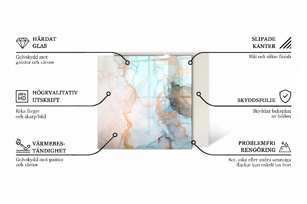 Square glass hearth for log burner Abstract fluid pattern