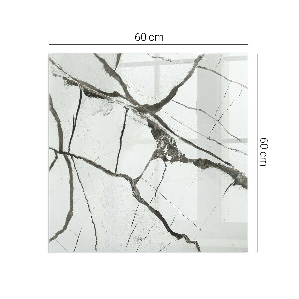 Square glass hearth for wood stove Marble Vein Pattern