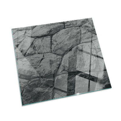 Square glass hearth Natural stone pattern