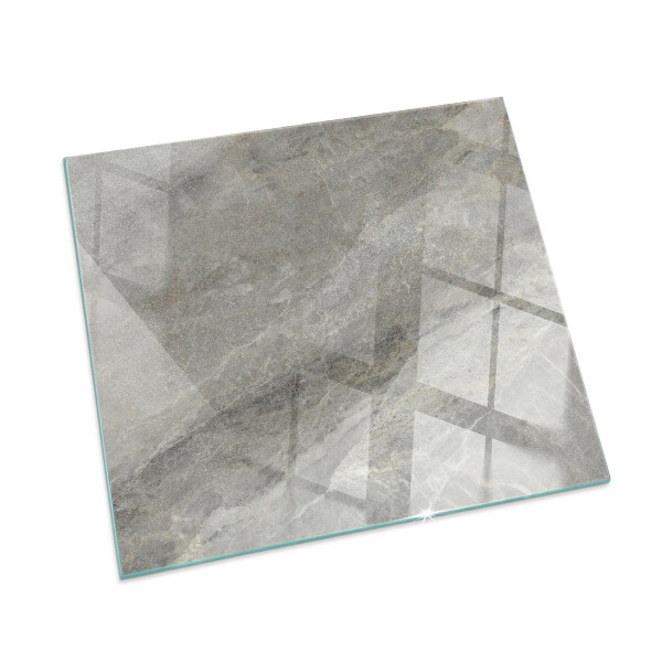 Square glass hearth for log burner Natural stone pattern