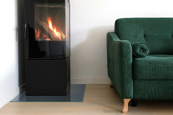 Square glass hearth for wood stove Colour Dark Blue