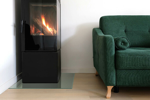 Square glass hearth Grey-green colour