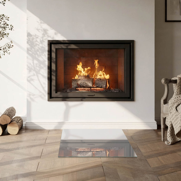 Square glass hearth for wood stove Colour Grey