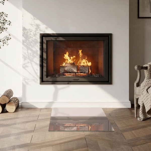 Square glass hearth Colour Light Brown