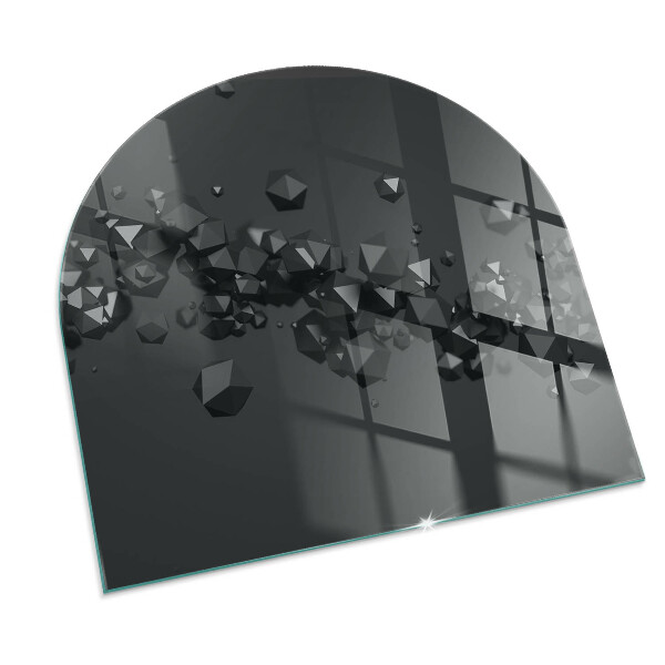 Half-oval toughened glass hearths Abstract cloud of solids