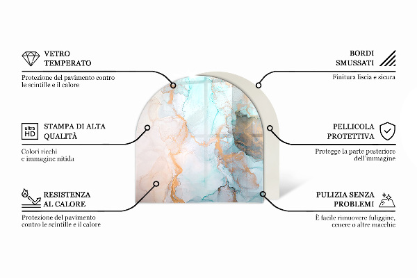 Half-oval toughened glass hearths Abstract cloud of solids
