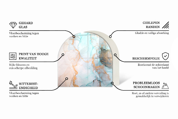 Half-oval toughened glass hearths Abstract cloud of solids