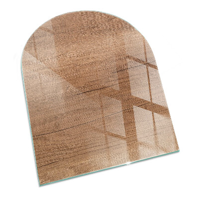 Half-oval glass hearth plate Natural wood pattern