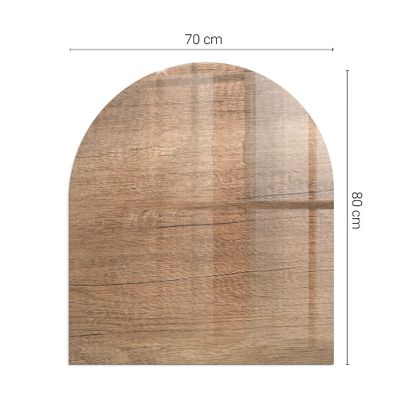 Half-oval glass hearth plate Natural wood pattern