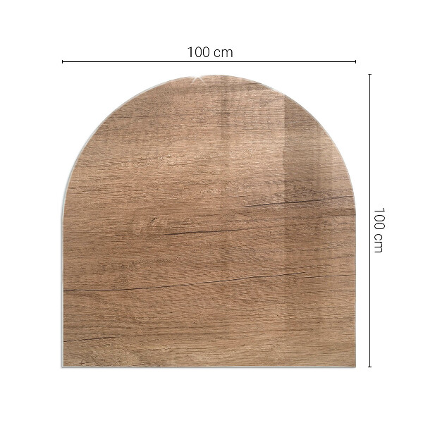 Half-oval glass hearth plate Natural wood pattern
