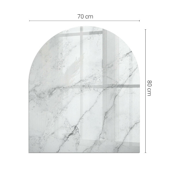 Half-oval glass hearth plate Marble pattern with veins