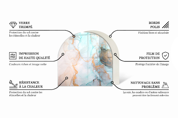Half-oval toughened glass hearths Concrete texture with effect