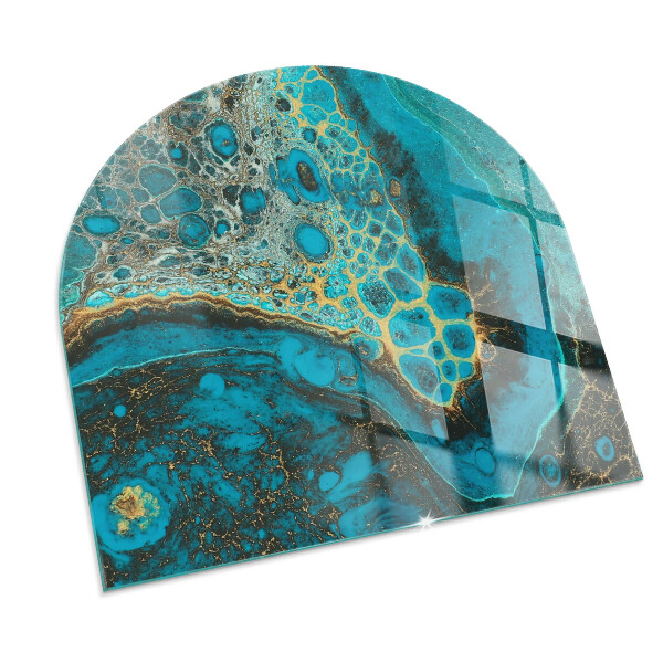 Half-oval tempered glass hearth Abstract organic pattern