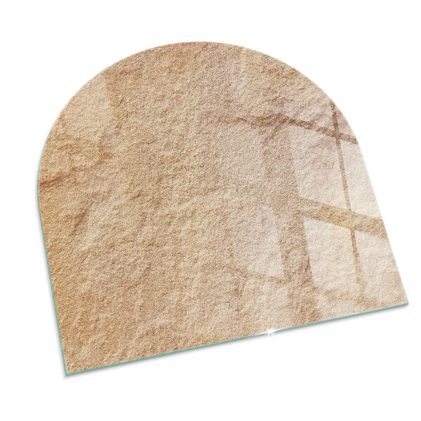 Half-oval glass hearth plate Natural stone texture