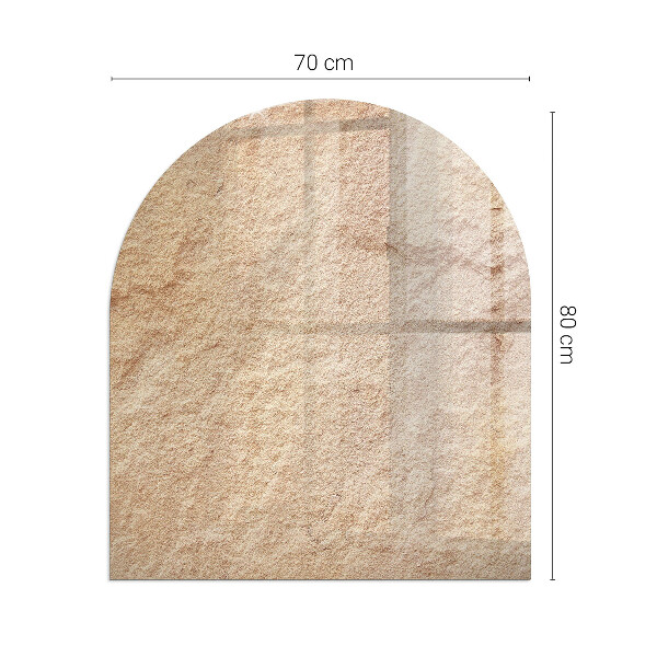 Half-oval glass hearth plate Natural stone texture