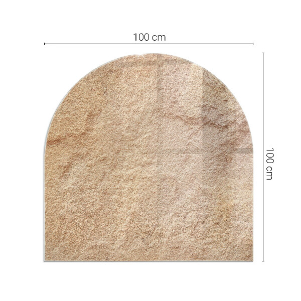 Half-oval glass hearth plate Natural stone texture