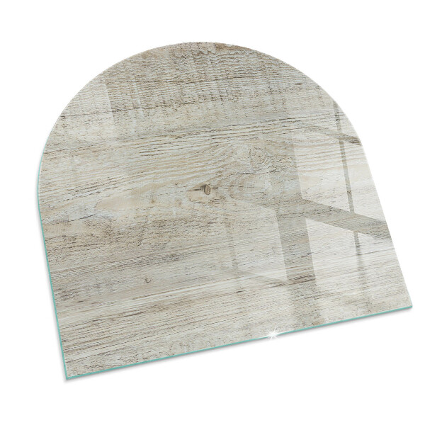 Half-oval tempered glass hearth Light wood texture