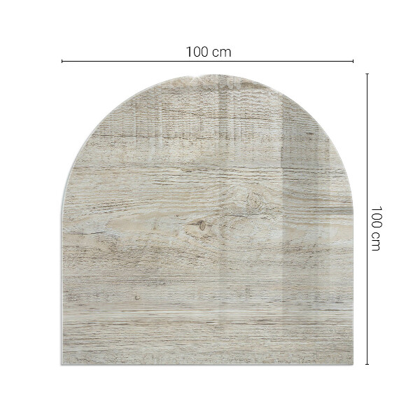 Half-oval tempered glass hearth Light wood texture