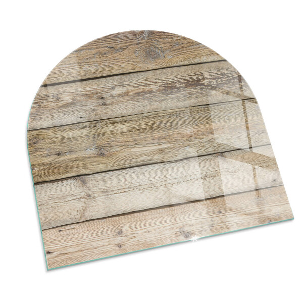 Half-oval toughened glass hearths Wooden board in the layout