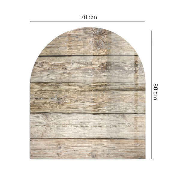 Half-oval toughened glass hearths Wooden board in the layout