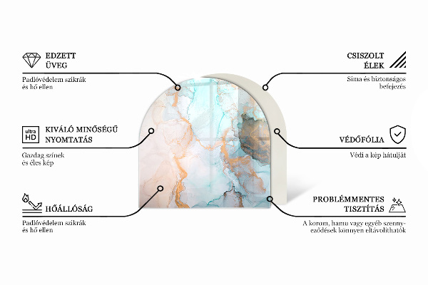 Half-oval tempered glass hearth Boards in different shades