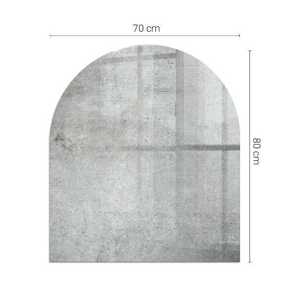 Half-oval glass hearth plate Raw concrete texture
