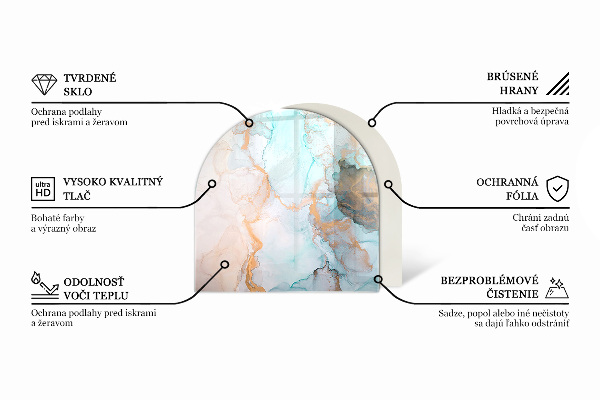 Half-oval toughened glass hearths Natural marble pattern