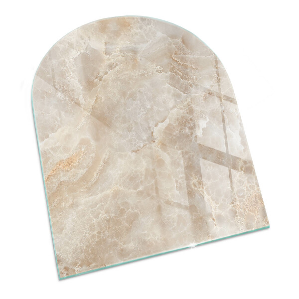 Half-oval glass hearth plate Natural stone pattern