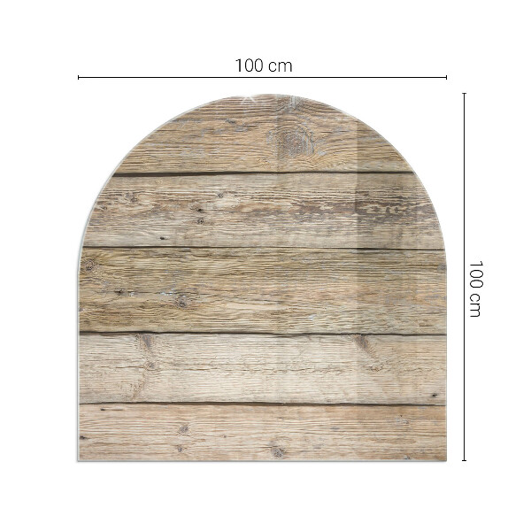 Half-oval tempered glass hearth Texture of wooden boards