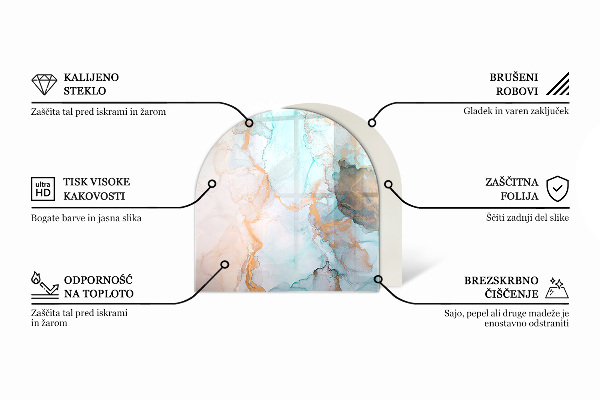 Half-oval toughened glass hearths Raw surface texture