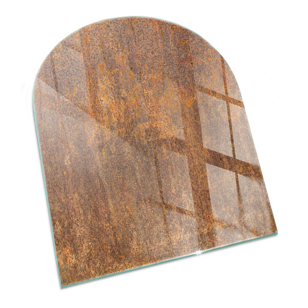 Half-oval tempered glass hearth Rust texture on metal