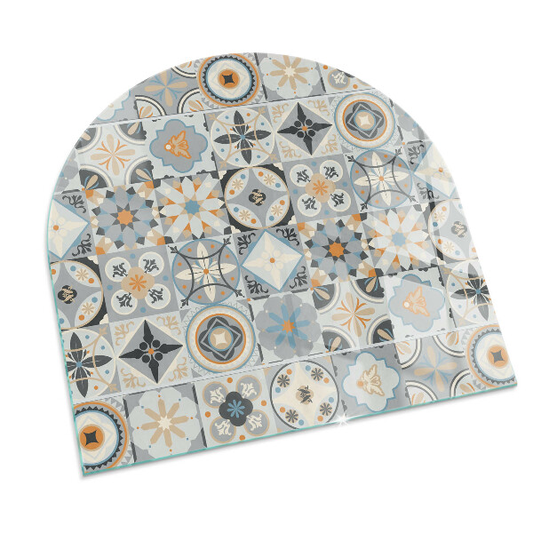 Half-oval tempered glass hearth Mosaic patterns in tiles