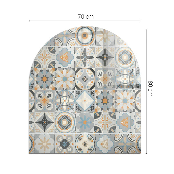 Half-oval tempered glass hearth Mosaic patterns in tiles