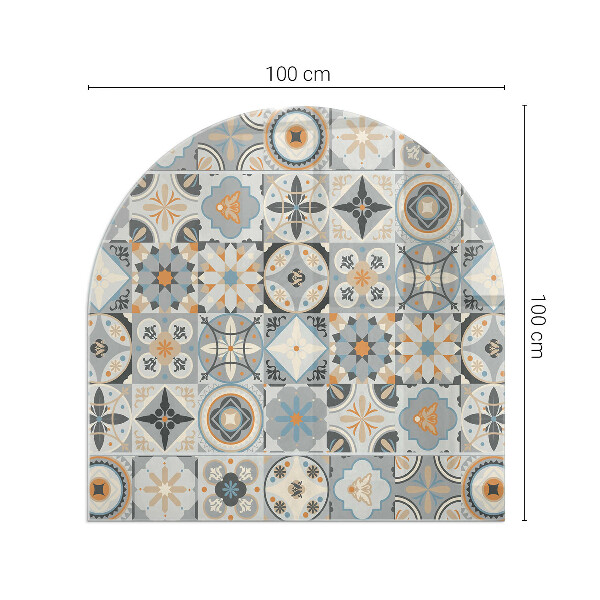 Half-oval tempered glass hearth Mosaic patterns in tiles