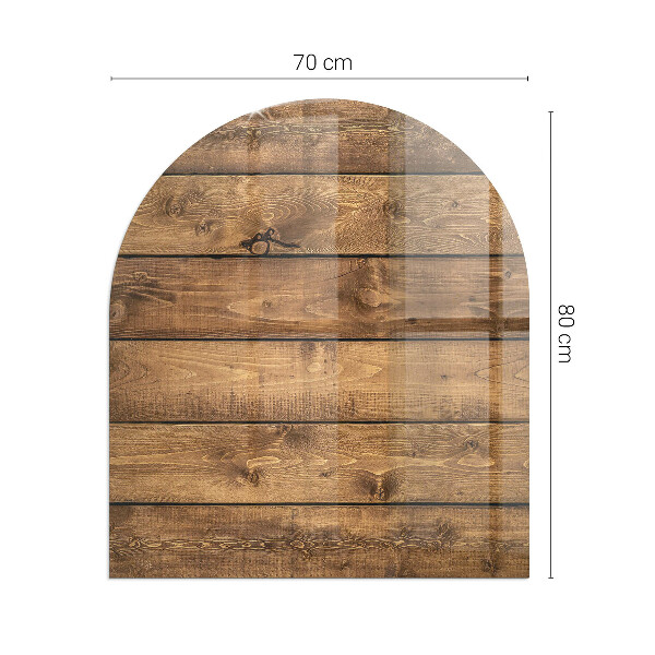 Half-oval tempered glass hearth Wooden board with grain