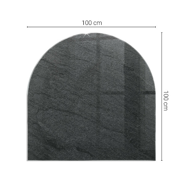 Half-oval glass hearth plate Stone surface texture
