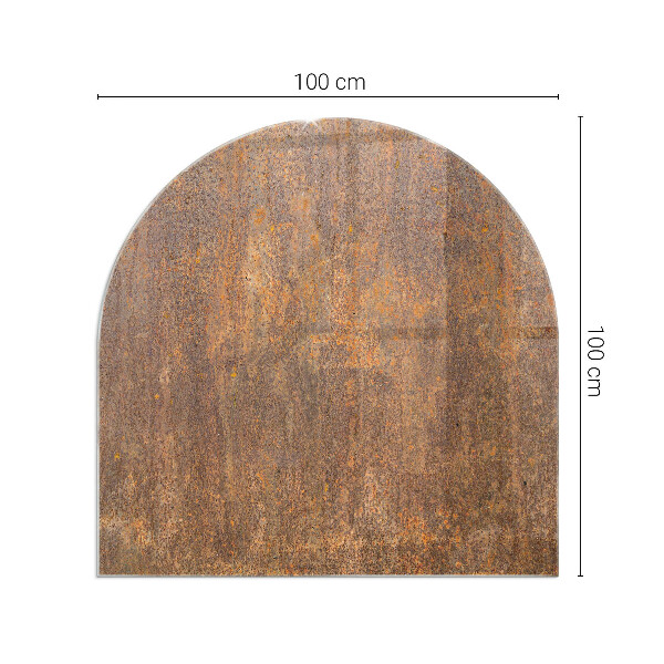 Half-oval tempered glass hearth Rust texture on the background