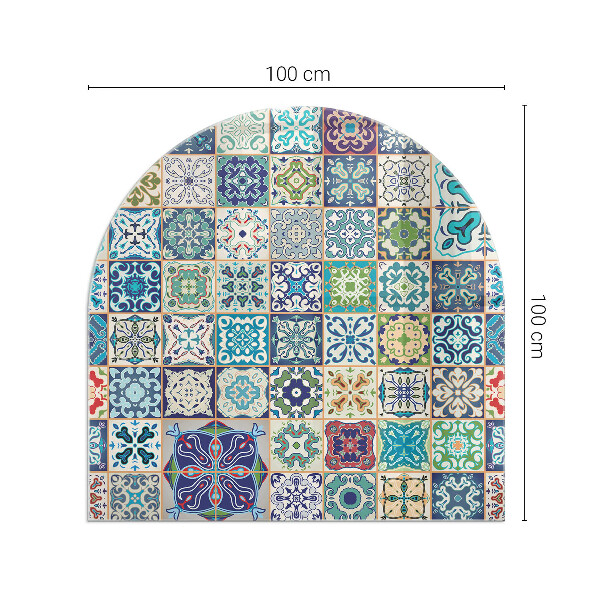 Half-oval tempered glass hearth Mosaic patterns on tiles