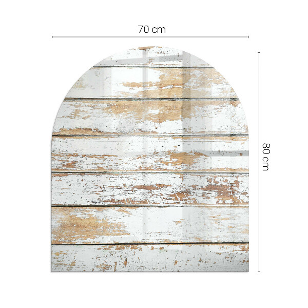Half-oval tempered glass hearth Damaged wooden board