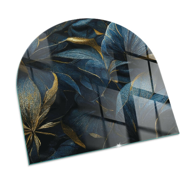 Half-oval toughened glass hearths Elegant leaves in texture