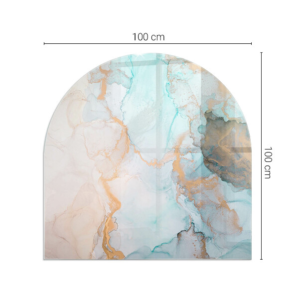 Half-oval tempered glass hearth Abstract fluid pattern