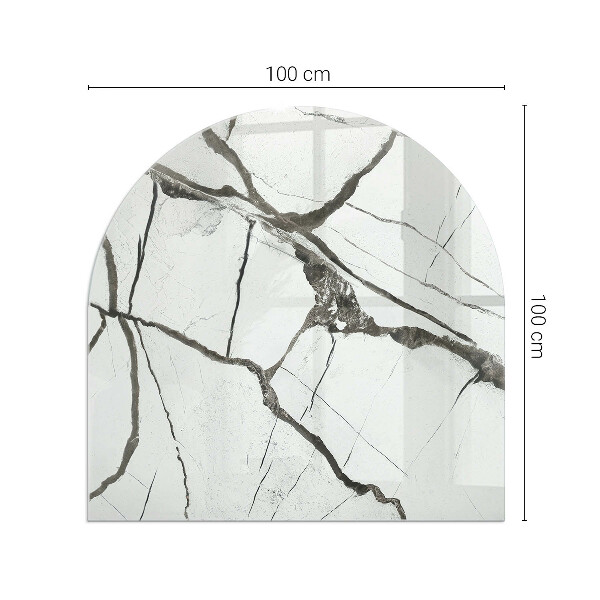 Half-oval glass hearth plate Marble Vein Pattern
