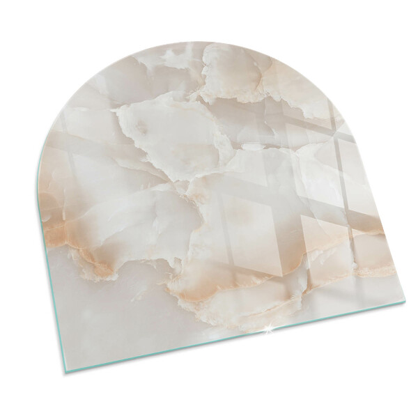 Half-oval glass hearth plate Natural stone pattern