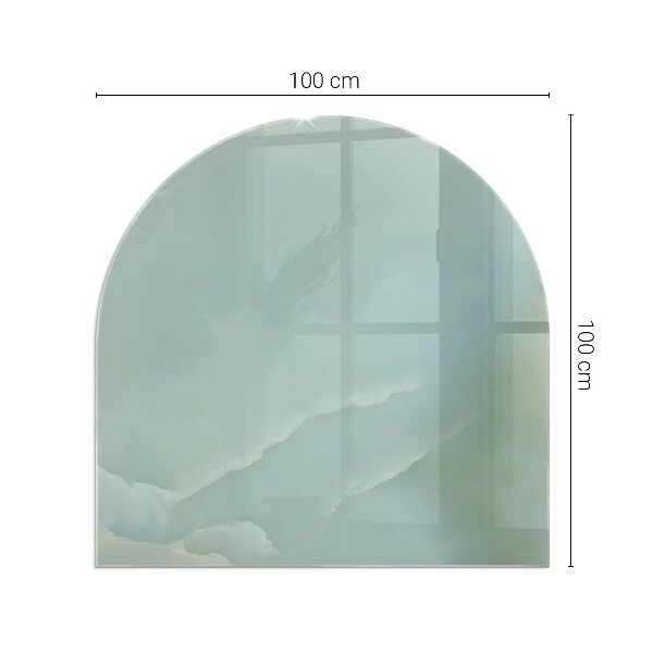 Half-oval tempered glass hearth Delicate marble pattern