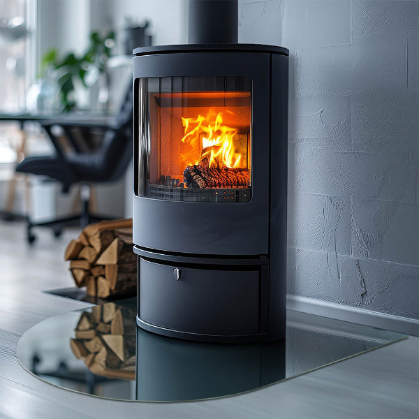 Half-oval glass hearth plate Sea Colour