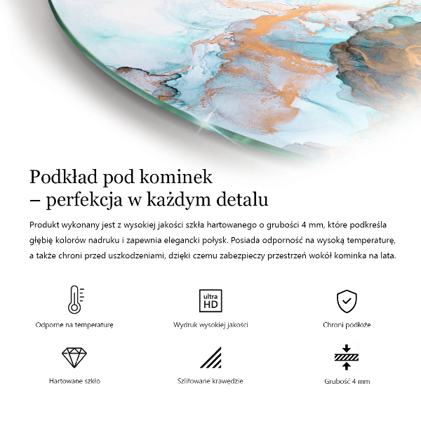 Half-oval glass hearth plate Sea Colour