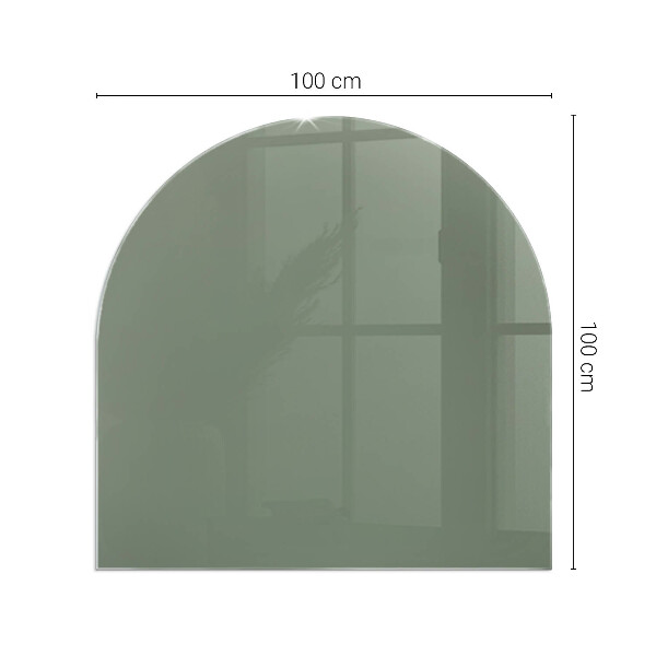 Half-oval toughened glass hearths Olive colour