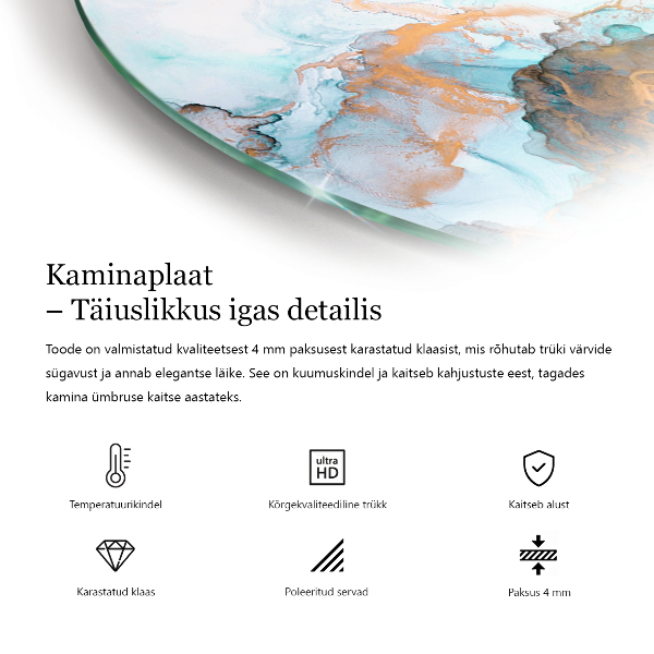 Half-oval toughened glass hearths Grey-green colour